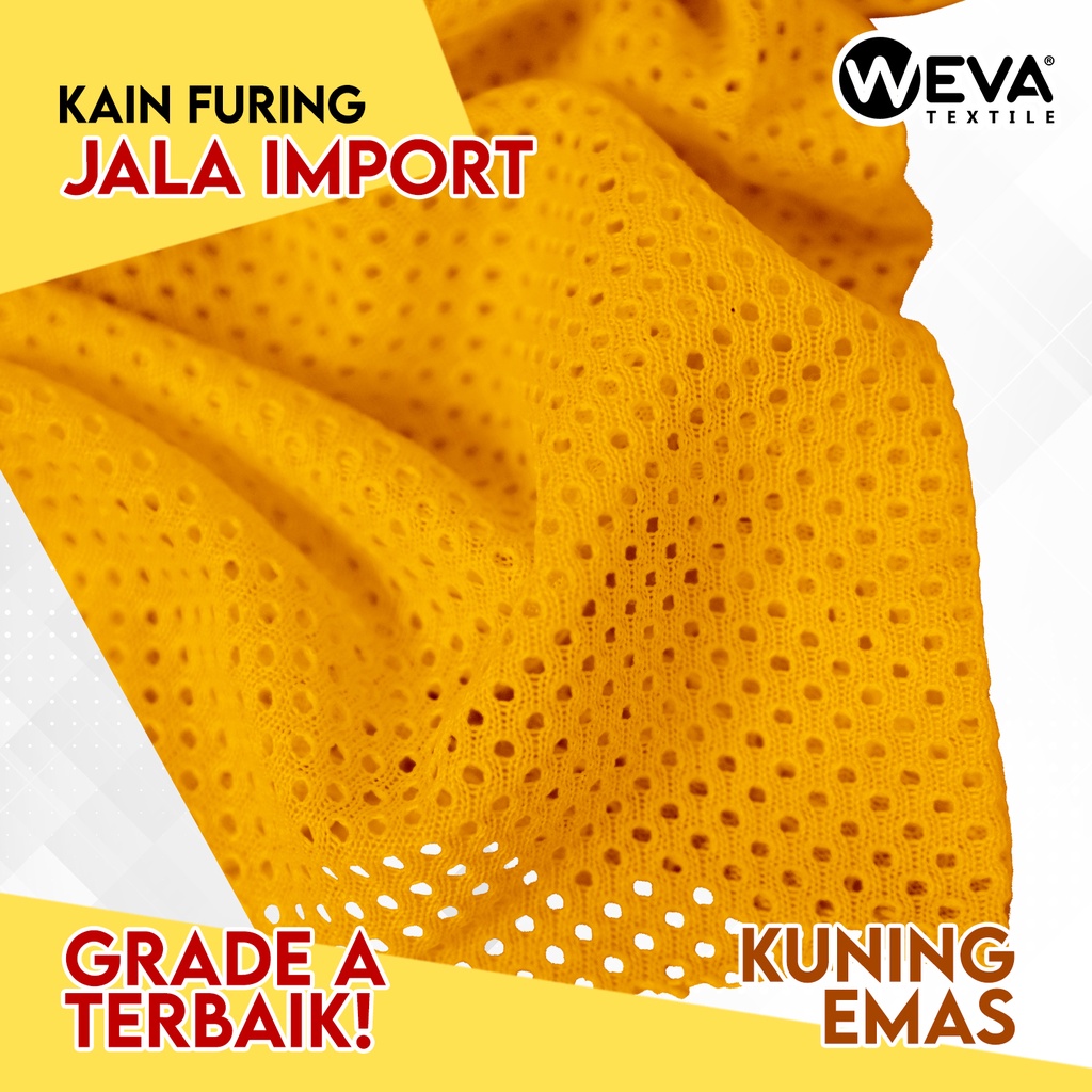 Bahan Kain Jala Kain Mesh Jaring Dalaman Jaket Kuning Emas
