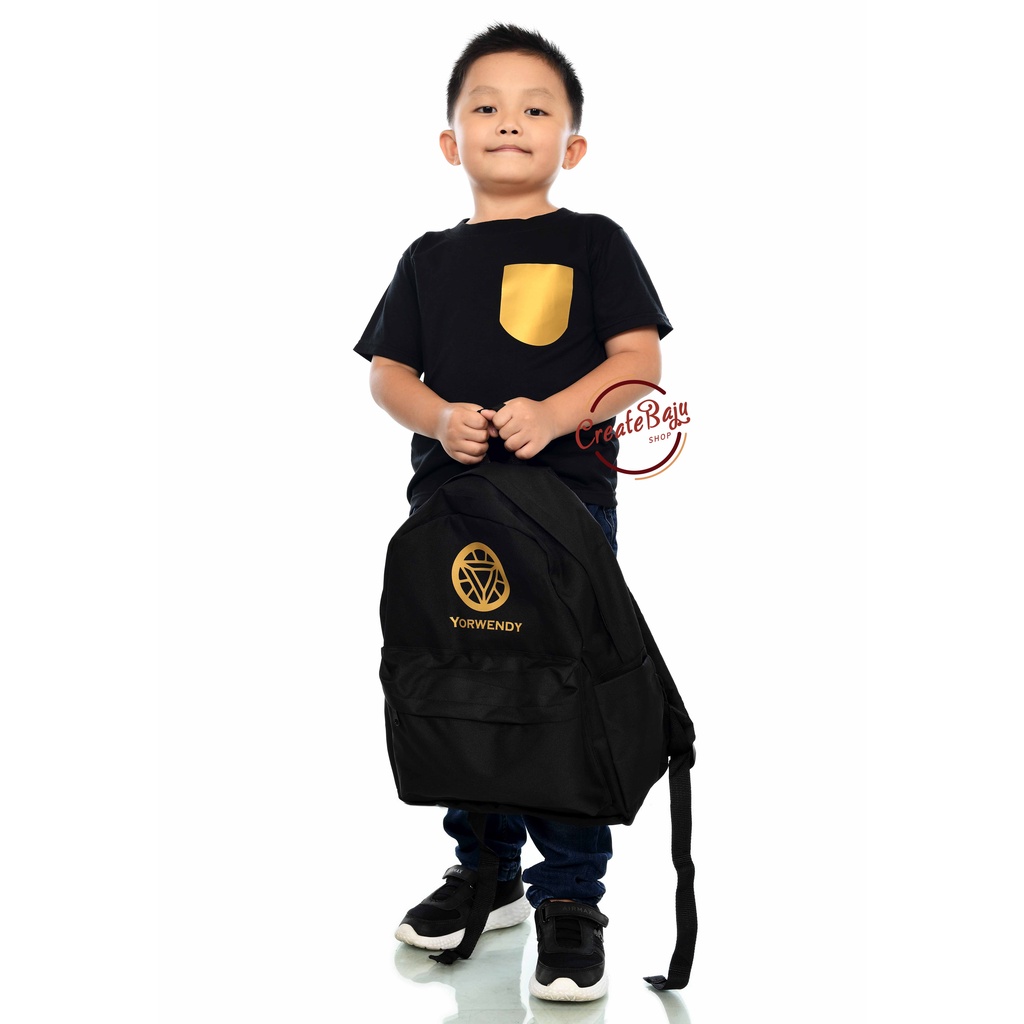 TAS RANSEL ANAK SEKOLAH UNISEX HITAM POLOS TAS SEKOLAH ANAK KUALITAS PREMIUM (FREE CUSTOM NAMA)