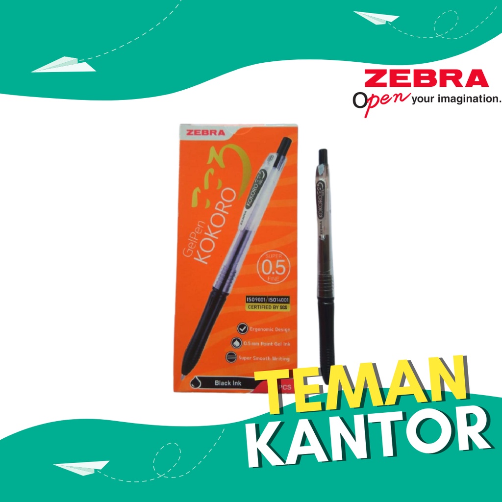 

Bolpoint Pulpen Kokoro Gel 0.5mm Zebra - Hitam-Biru