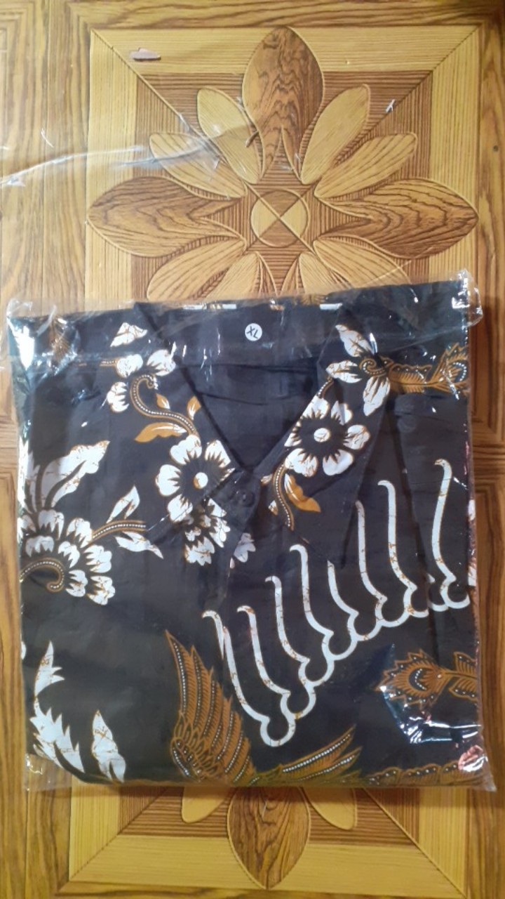 Kemeja Batik Pria Lengan Panjang Size M L Xl Xxl  Bswart Batik Hrb026 Kenongo Hem Panjang Padi