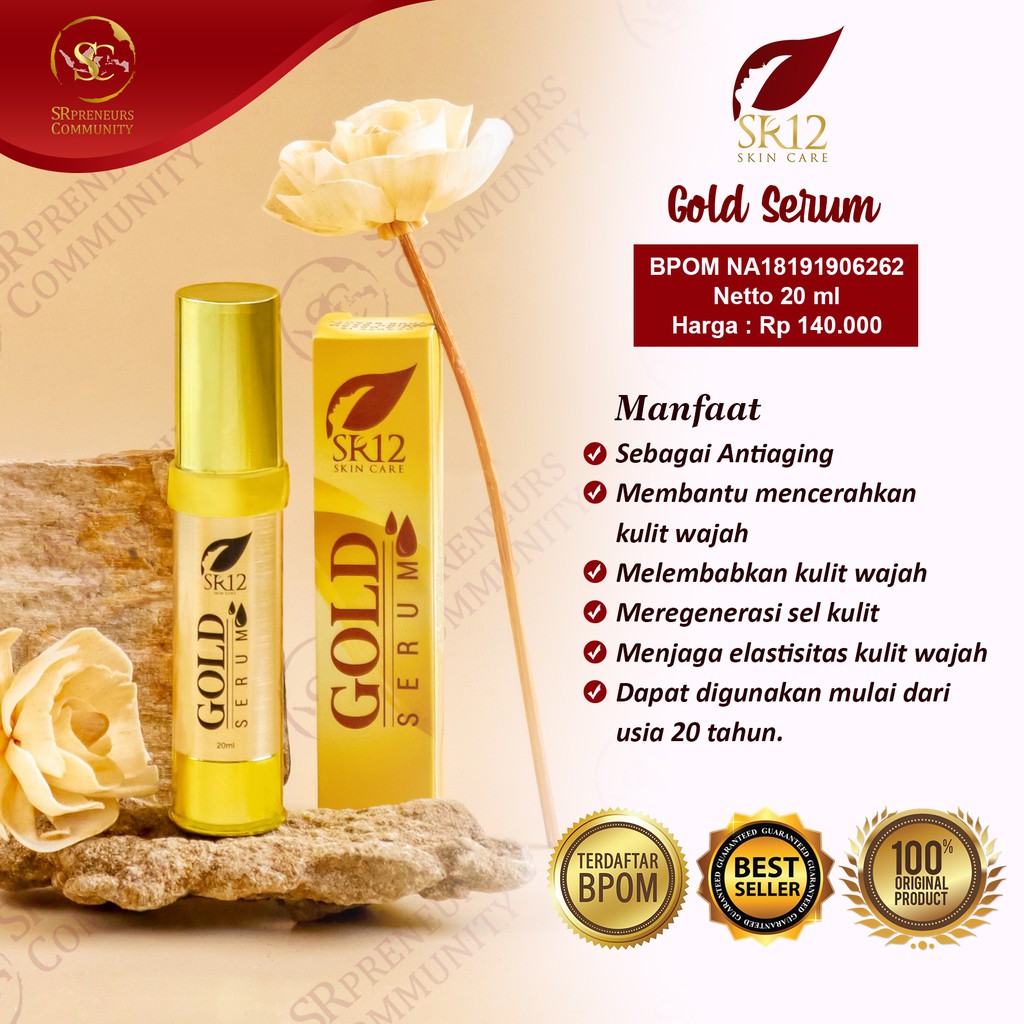 GOLD SERUM SR12 / SERUM ANTI AGING / SERUM SR12 MELEMBABKAN &amp; MENGENCANGKAN KULIT WAJAH / MENJAGA ELASTISITAS KULIT / SERUM GLOWING / SERUM SR12 HERBAL SKINCARE / MENJADIKAN KULIT KENCANG CERAH &amp; GLOWING BPOM