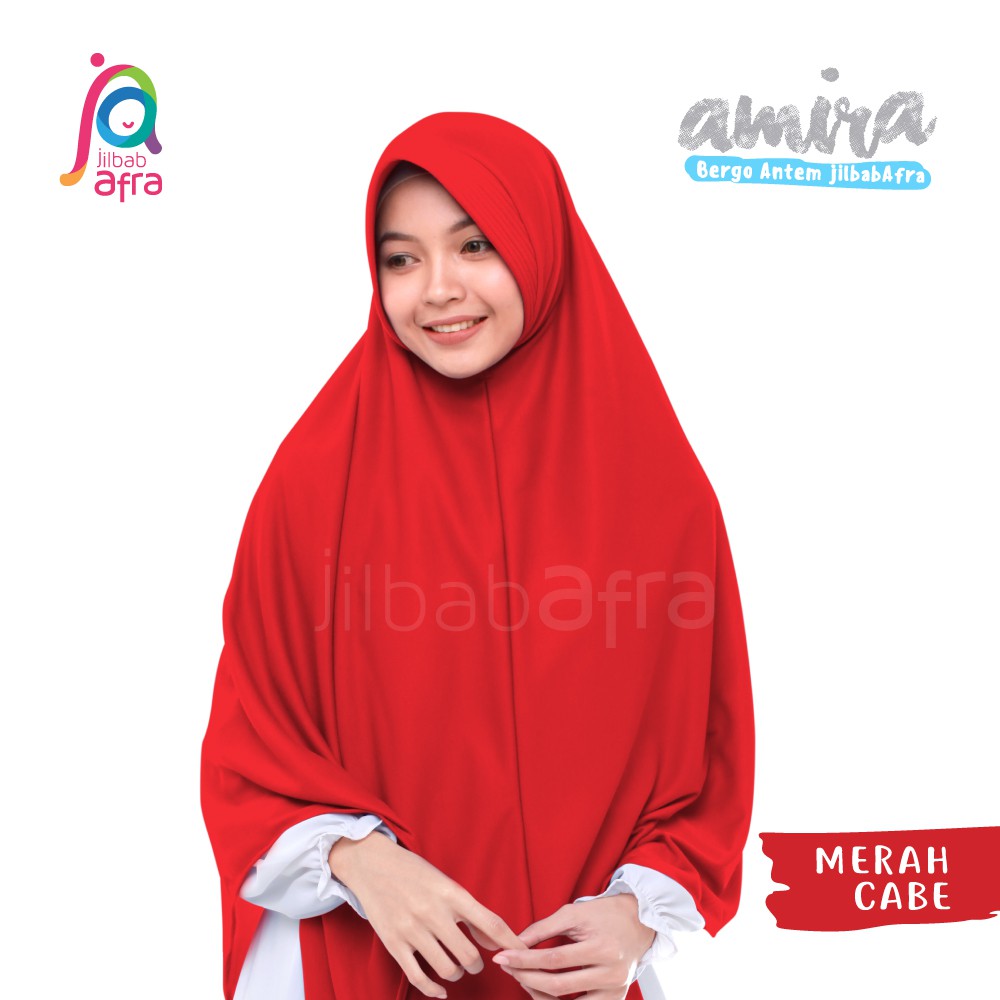 PROMO Jilbab Afra AMIRA MERAH CABE - Bergo Kaos Antem - Hijab Instan Laris - Khimar Simple pet Murah