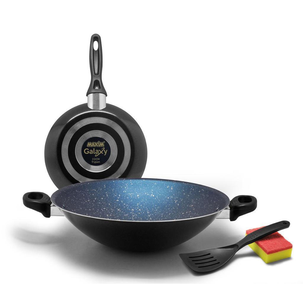 Maxim GALAXY 2 Piece Set / WOK 30CM + FRYPAN 22CM + SPATULA