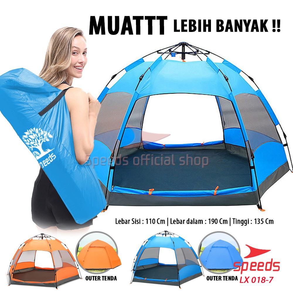 SPEEDS Tenda Camping Tenda Kemah otomatis portable Orang Lipat Portable Type Pyramid Besar 018-7