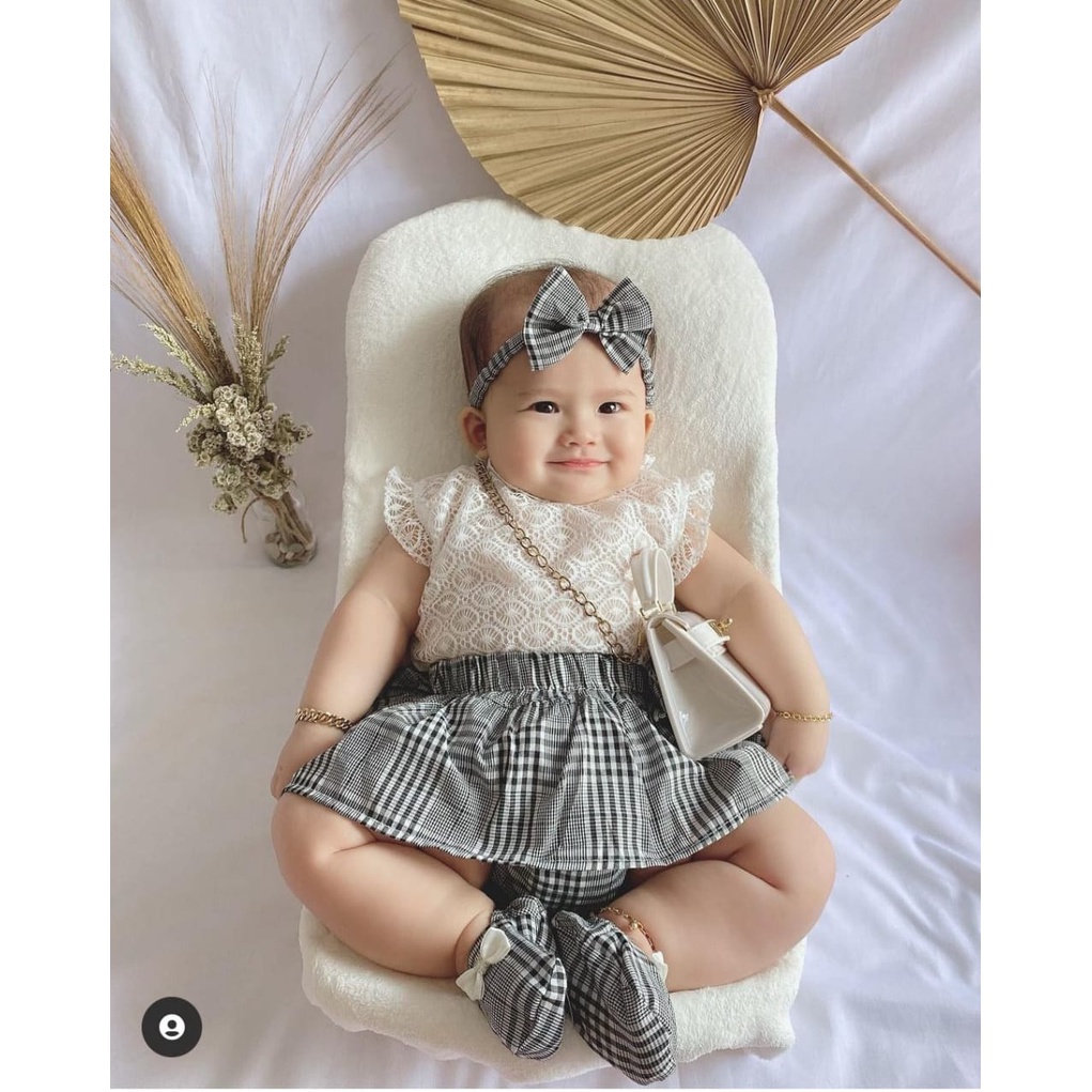 Smart Parents - Setelan Baju Brukat Jumper Rok Pesta Murah One AGATHA SET Fashion Jamper Pakaian Ana