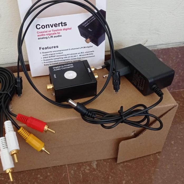 ۝ PAKET Converter Optik Audio to RCA + Kabel Optic Toslink dan Kabel RCA 3 to 3 untuk TV Ke Speaker