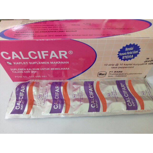 CALCIFAR Strip 10 Tablet - Suplemen Kalsium 500 MG Calcium Tulang Kesehatan Kalcium