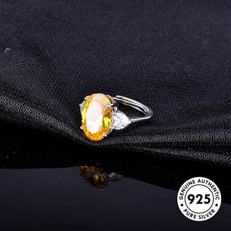 Cincin Berlian Kuning Bahan 925 Sterling Silver