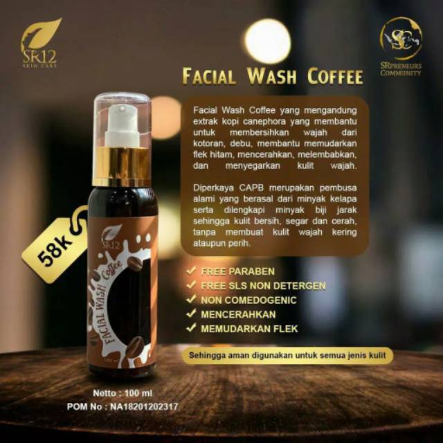 FACIAL WASH COFFEE SR12 - SABUN WAJAH PEMUDAR FLEK HITAM