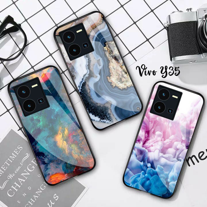 Softcase Glass Vivo Y35 - Case Vivo Y35 - Case Lucu - case Vivo Y35 - kesing Vivo Y35 - softcase Viv