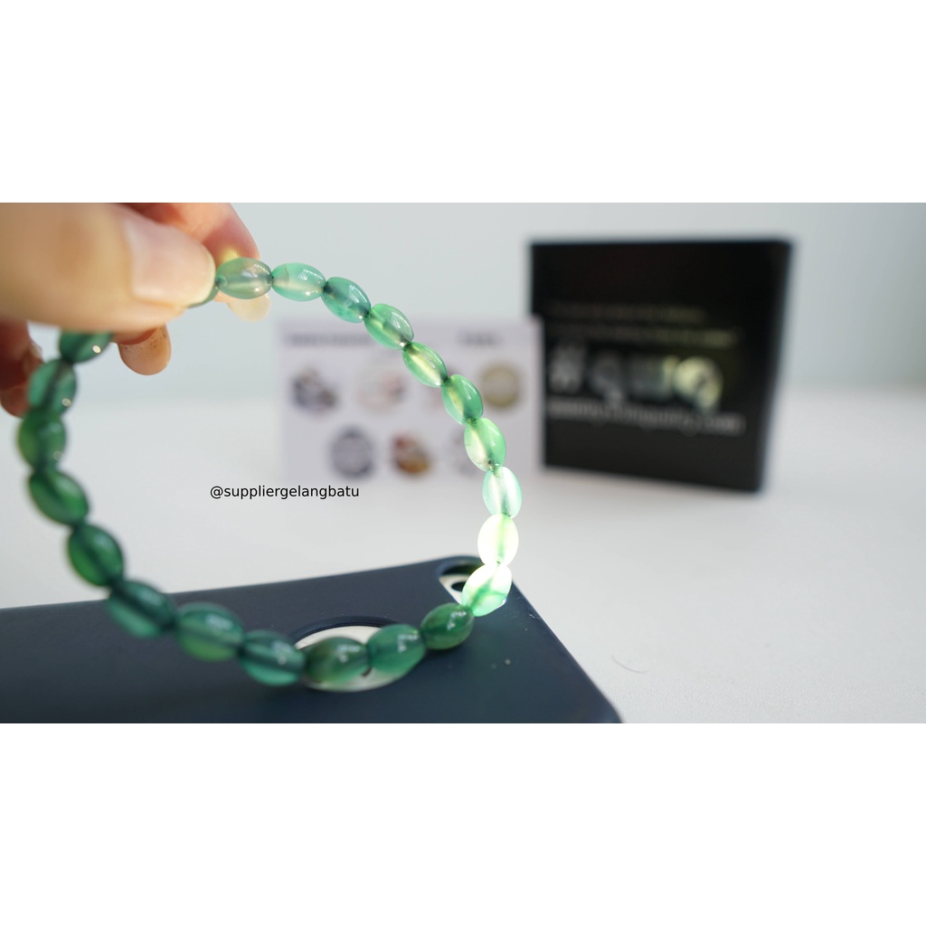 gelang etnik penden giok hijau batu alam akik tembus cahaya original