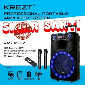 Murah Speaker Portable Wireless Krezt WAS 115 LV ( 15 inch )Bluetooth