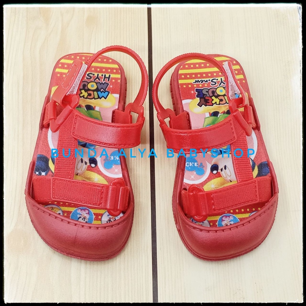 Sendal Anak Laki Laki Umur 9 Bulan 1 2 3 4 5 Tahun MERAH Anti Licin Motif Kartun Alas Karet - Sepatu Sandal Anak Cowok Elastis Lucu Nyaman DIpakai