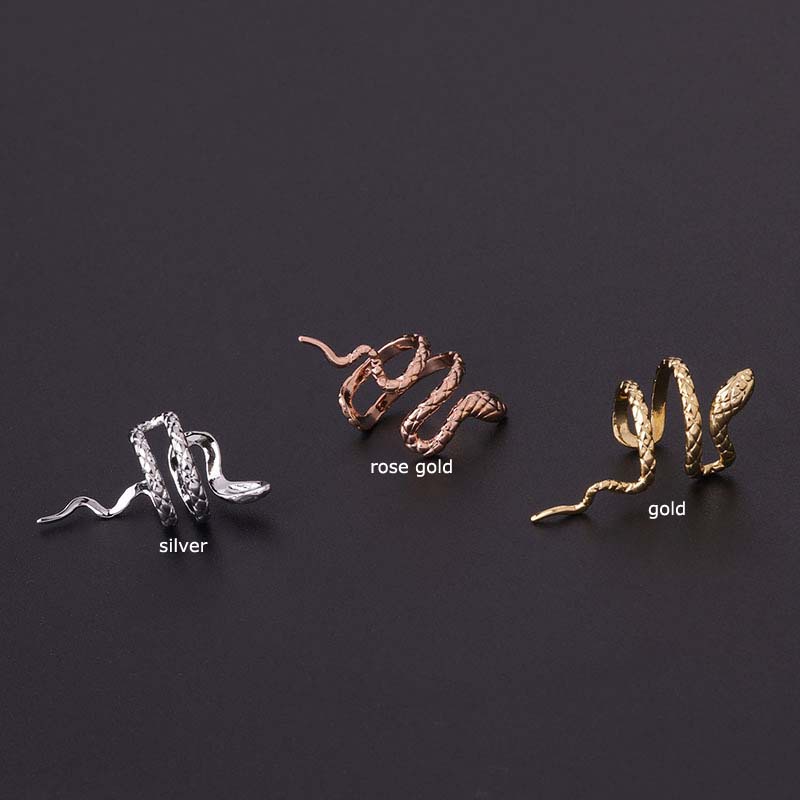 1 Pc Anting Klip Bentuk Keong Ular Palsu Bahan Tembaga Gaya Punk Untuk Unisex