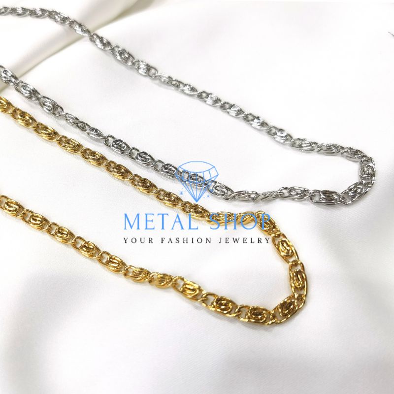 Kalung titanium Pria Wanita Anti Karat 45CM Model Klip