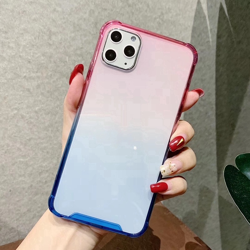 Hard Case Transparan Gradasi Untuk iPhone 7 8 Plus XS Max XR 11 12 13 Pro Max