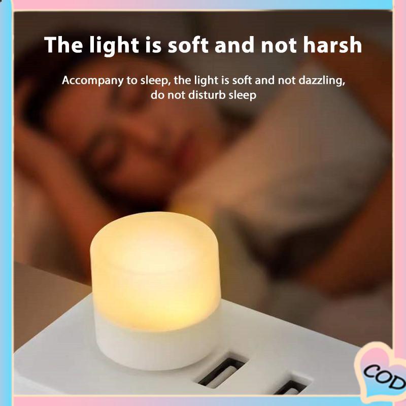 COD❤️ USB Plug Lamp Komputer Ponsel Lampu Pengisian Daya LED Pelindung Mata Lampu Baca Lampu Malam Bulat Kecil-A.one