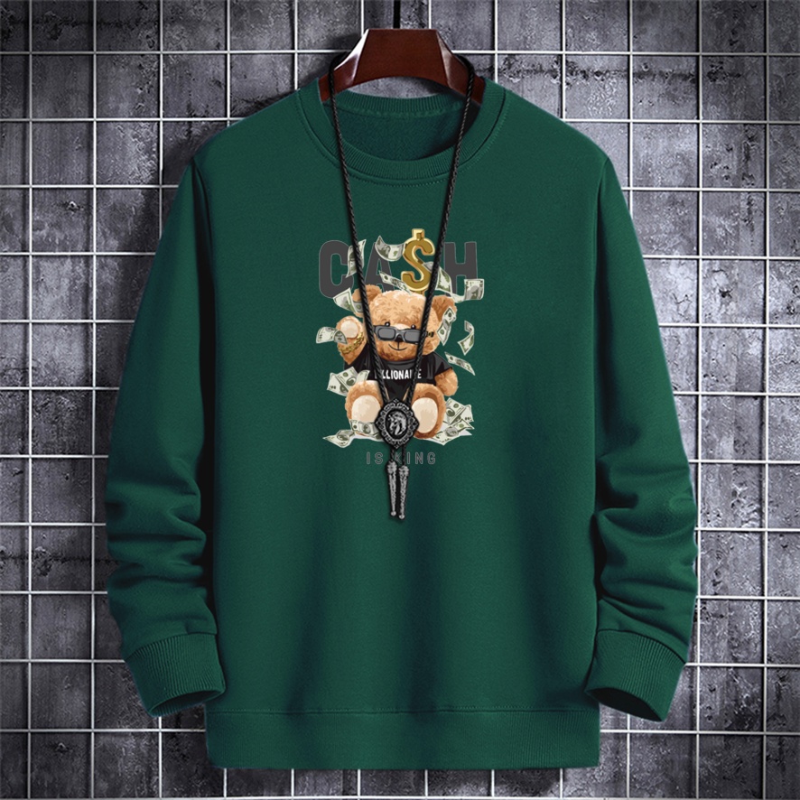 Sweater crewneck pria CASH BEAR sweter cowok distro murah