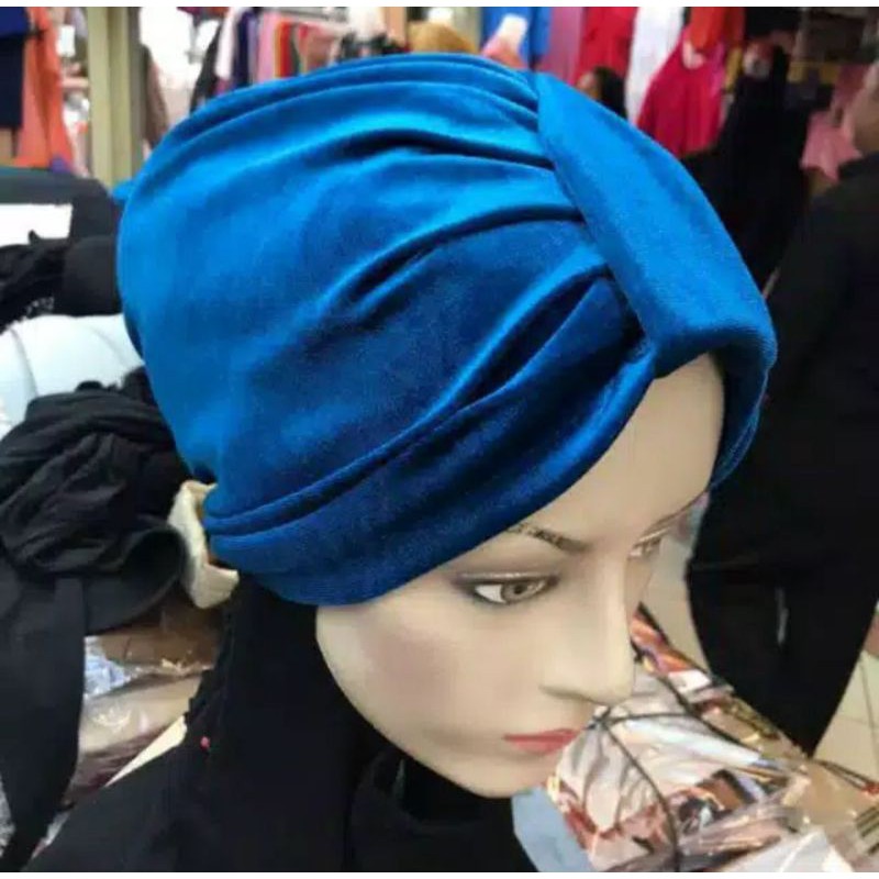 Turban Bludru. Turban Dewasa. Hijab Instan.