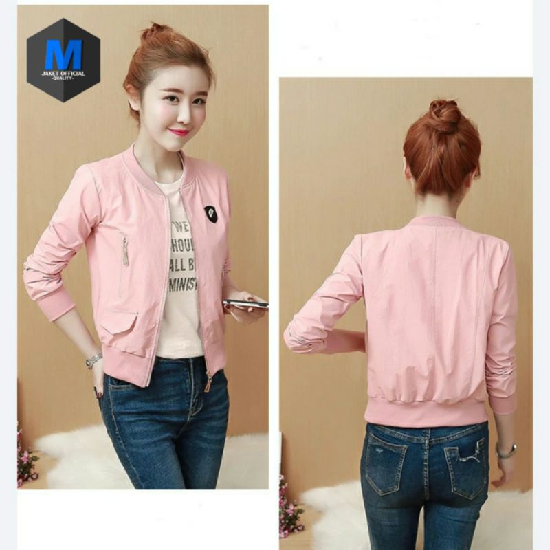 Jaket wanita jaket bomber wanita jaket style korean wanita pink-L