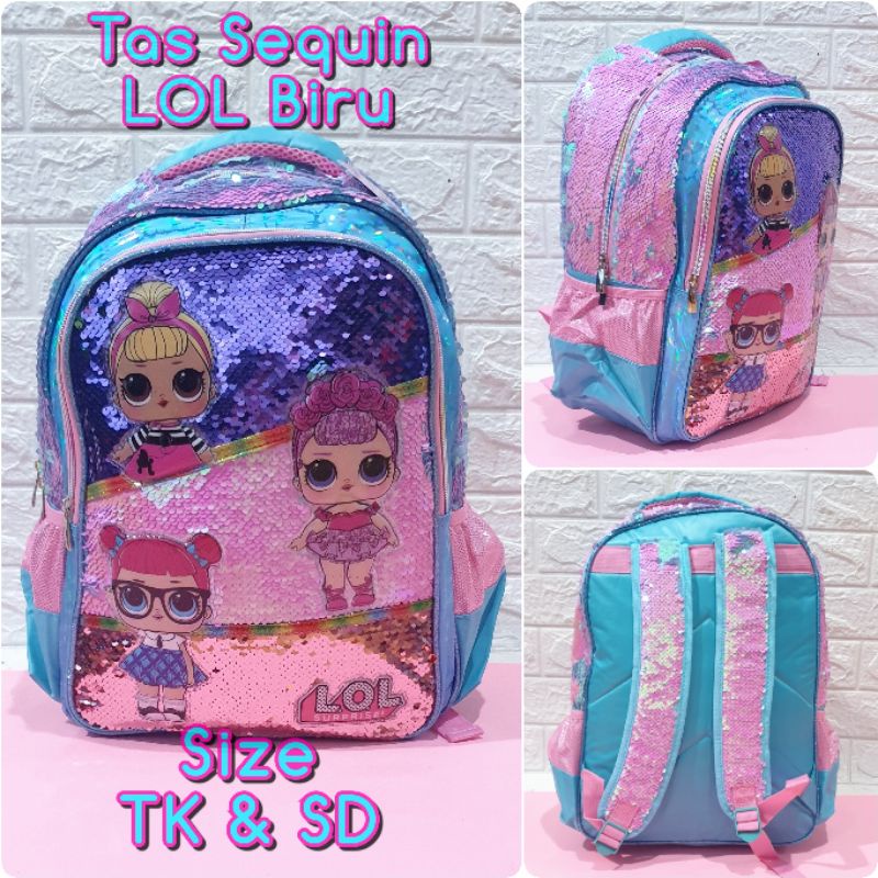 Tas Sekolah Anak SD dan TK Ransel Sequin LOL Unicorn Frozen Backpack Anak SD dan TK Anak Perempuan