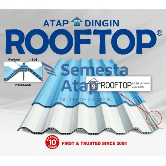 Atap uPVC Rooftop 10mm (Warna Putih dan Biru Doff) - Atap Berongga Double Layer