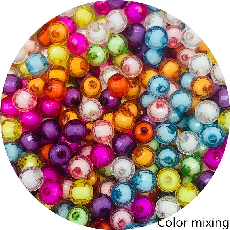 50pcs Manik-Manik Spacer Warna Bahan Akrilik Ukuran 8mm Untuk Membuat Perhiasan Diy