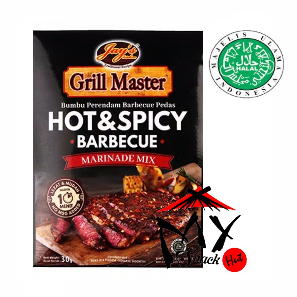 JAYS GRILL MASTER    HOT AND SPICY BARBECUE MARINADE MIX 30GR