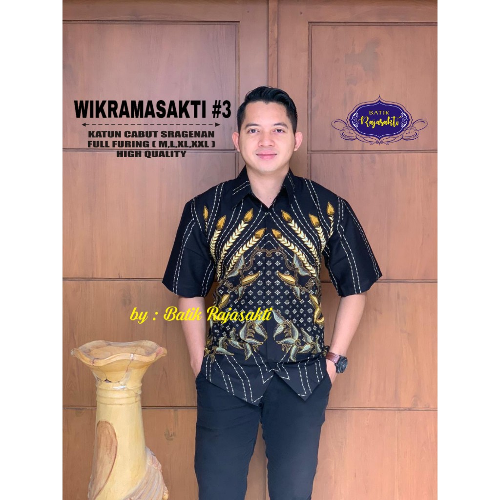 WIKRAMASAKTI 3 Kemeja Batik Pria Lengan Pendek Katun Halus FULL FURING Rajasakti