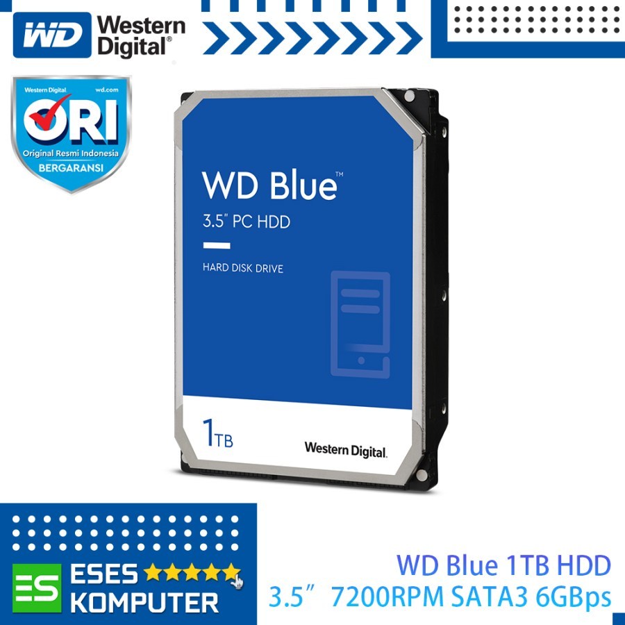 HDD Internal WD Blue PC 1TB 3.5 Inch SATA3 6GBps 7200RPM Cache 64MB