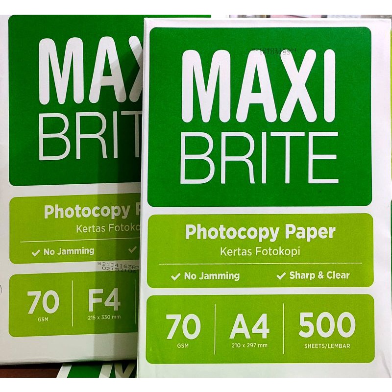 

kertas hvs fotokopy F4&A4 merk Maxi brite