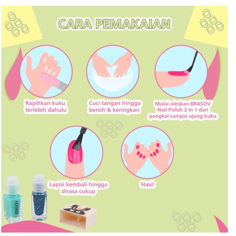 BRASOV Kutek / Cat Kuku Nail Polish 2 In 1 12 Pcs Kutex BPOM