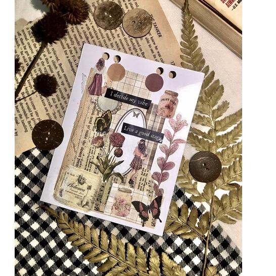 

[PRODUK YAW9Q] Journal kit lengkap journaling kit vintage untuk bullet journaling sticker lucu scrapbook notebook 9VH