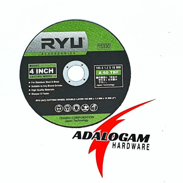 RYU Mata Gurinda Batu Gerinda Potong Besi Cutting Wheel 4 Inch x 1.2 MM