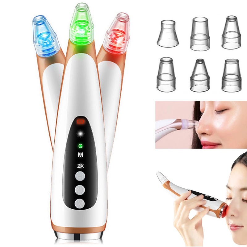 Wajah Lampu LED Terapi Penghilang Komedo Vacuum Pore Cleaner Heating Massage Skin Care 5in1 Alat Penyedot Komedo