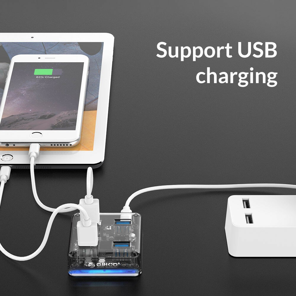 Usb Hub 3.0 orico 4 Port Transparent 5Gbps 1m cable with Micro usb Pd mh4u-u3-10 - Terminal usb3.0