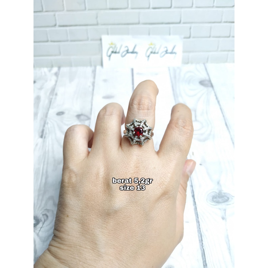 CINCIN CARANG MATA MERAH PERAK ASLI S925 GLOBAL JEWELLERY CL035