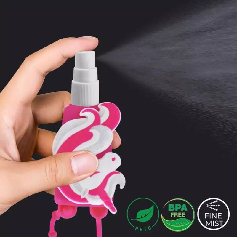 Botol Spray Tanpa Isi Gantungan Kunci Tas Hand Sanitizer Karakter Lucu Silicon Model Petak