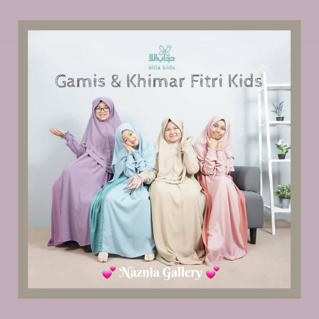 Gamis dan Khimar Fitri Kids ALILA KIDS | Gamis dan Khimar Instan Syari Anak Muslimah Hari Raya