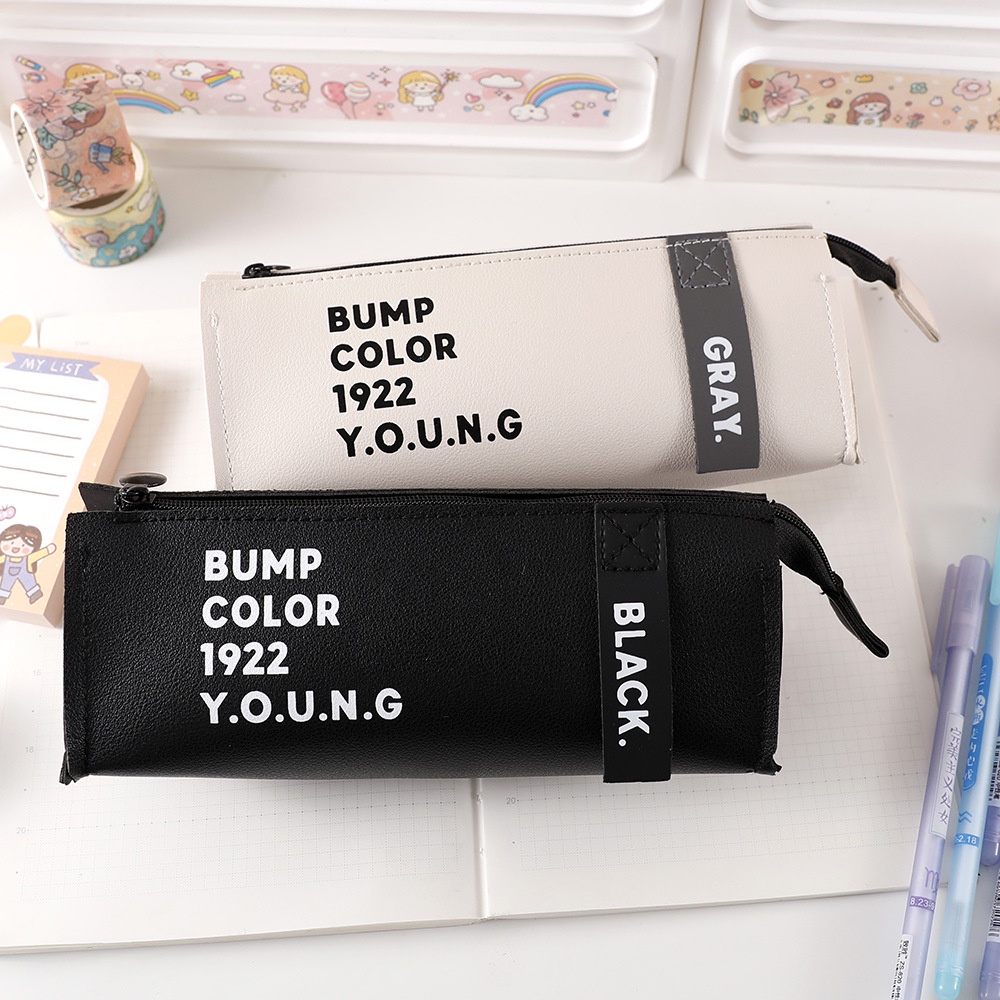 Kotak Pensil Jumbo Muat Banyak Bahan Kulit PU Leather Pencase Pencil Case Anak Cowok Cewek