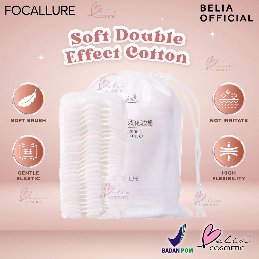 ❤ BELIA ❤ FOCALLURE Soft Double Effect Cotton 40pcs | Cosmetic pad soft makeup cotton | Kapas Wajah | BPOM