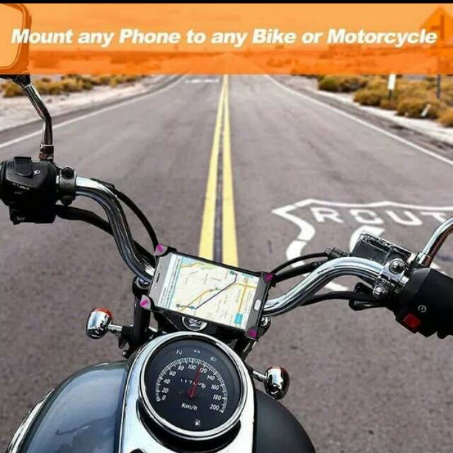 Holder HP Stang Motor X Grip Bracket Jepit 4 Sudut Hitam