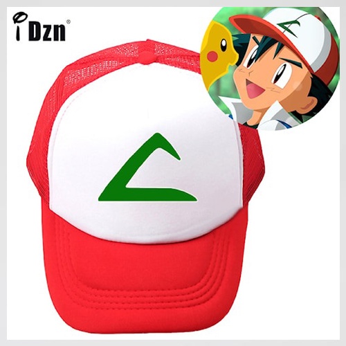 Topi Pria Wanita Dewasa Motif Sablon | Trucker Hat Pokemon Putih Merah | New Style | Aksesoris Fashi