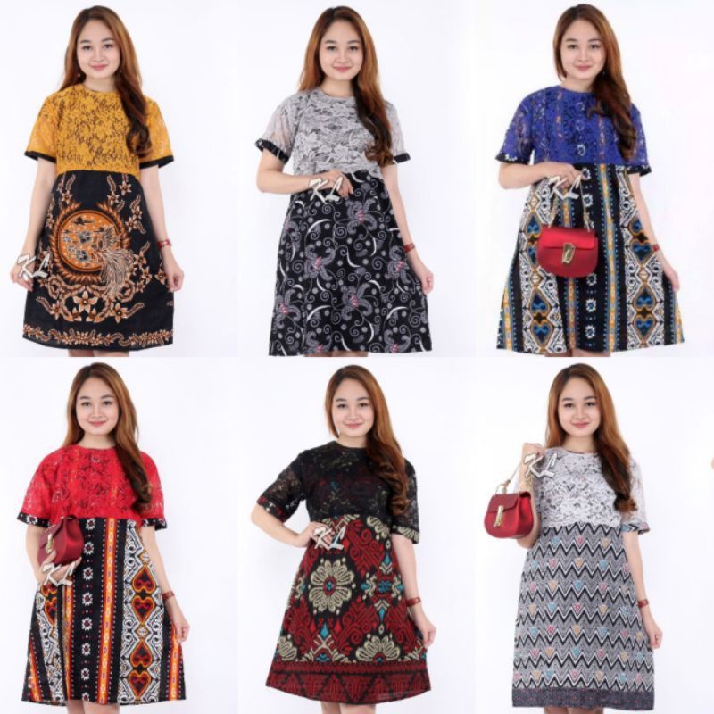 Dress batik kombinasi brokat special hari natal hari kartini