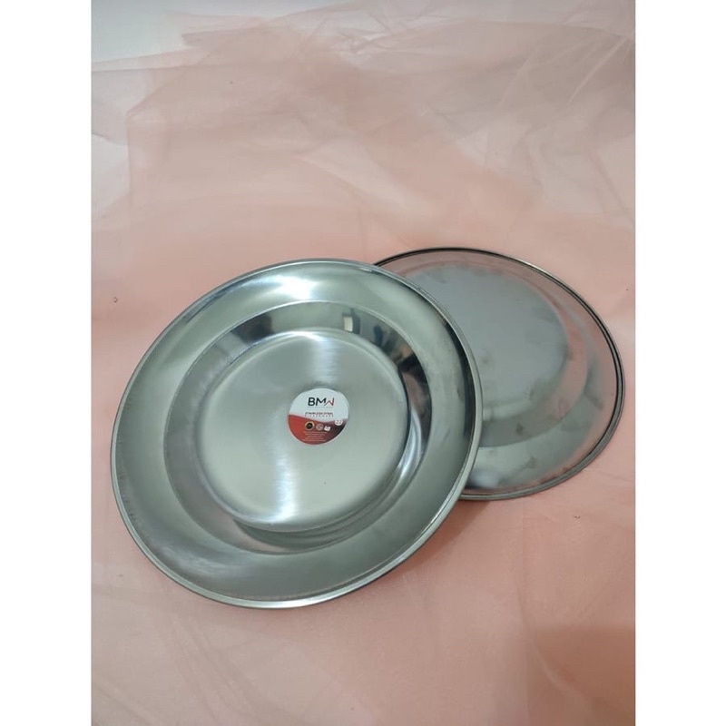 Piring Makan Stainless Steel uk 22cm &amp; 24cm Bahan Tebal dan Higienis