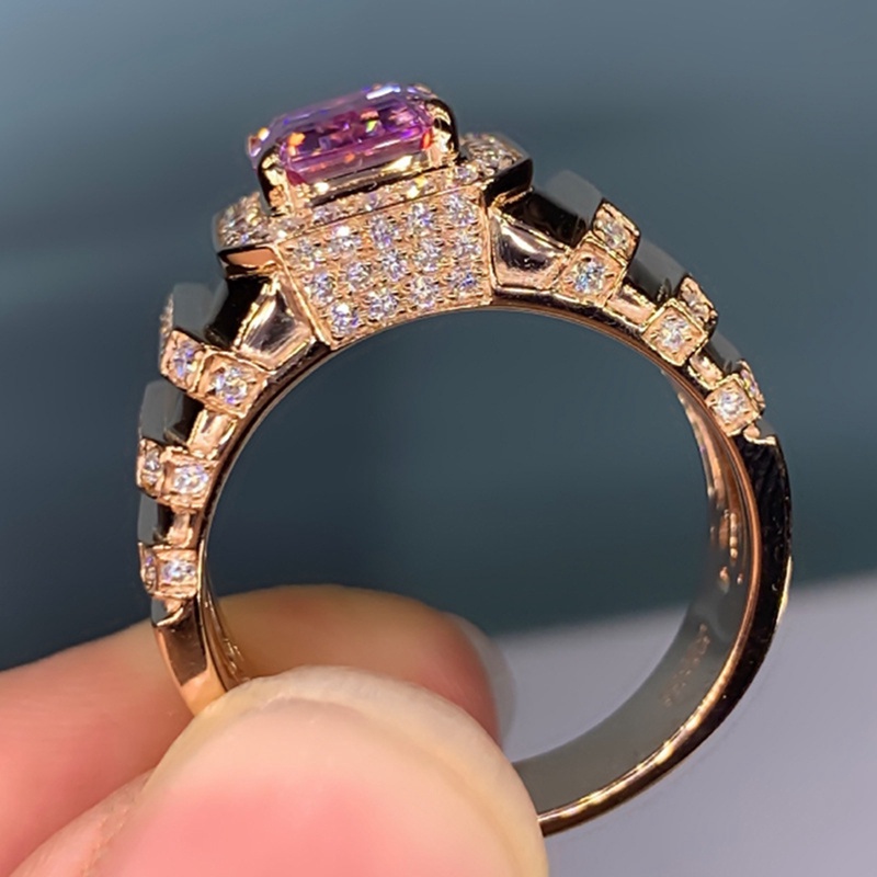 Cincin Wanita Hias Cubic Zirconia Warna Pink Untuk Pesta Pernikahan