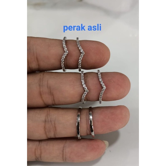 Cincin Cor mata baris, Perak 925, Sepuh Emas Putih