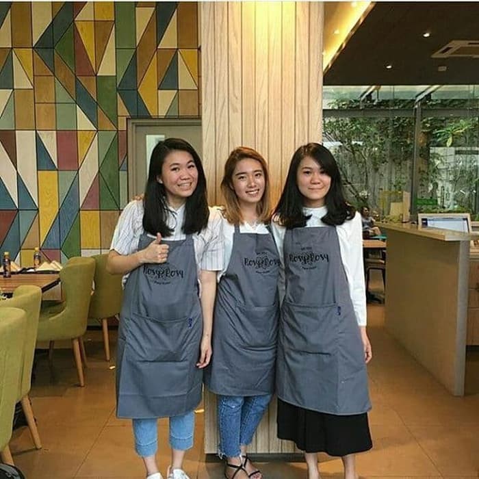 Celemek apron basic abu,celemek masak,celemek dapur,celemek pria wanita,celemek waitres