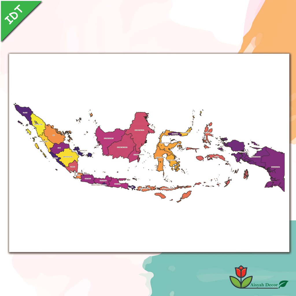 Hiasan Dinding Dekorasi Rumah Seri Anak Peta Indonesia Map Ukuran A4 IDT