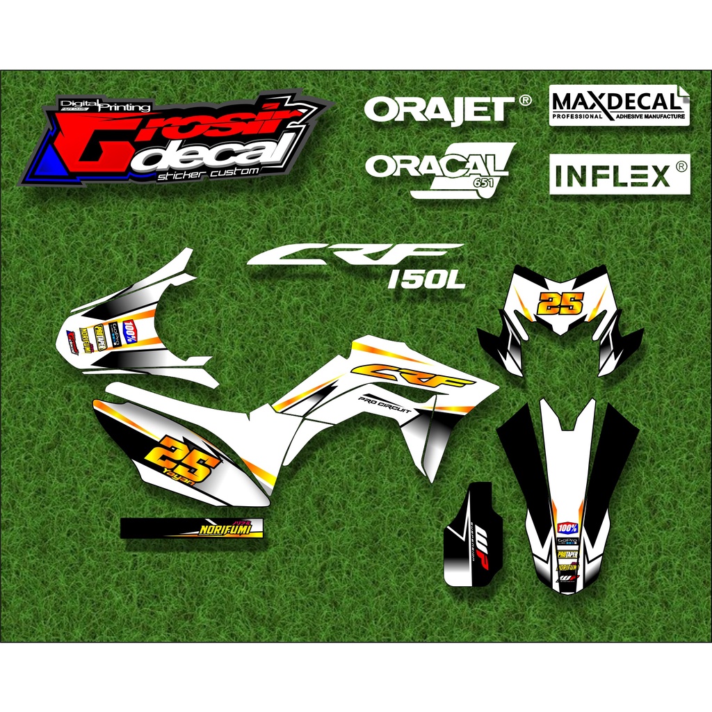 Decal Sticker CRF 150 L Putih Full Body Dekal stiker crf 150L putih fullbody